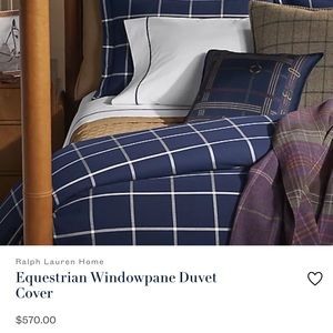 King Equestrian Windowpane Ralph Lauren Duvet and 2 Shams NWOT 😍🐎